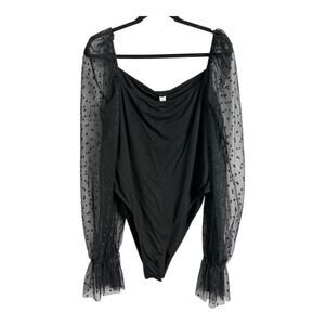 WDIRARA Black Bodysuit NWT New Stretchy Bell Sleeve XXL